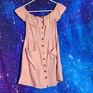 Sage- “Cece Off Shoulder” Pink Dress size Small